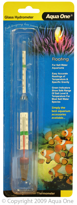 Aqua One Glass Hydrometer With Thermometer